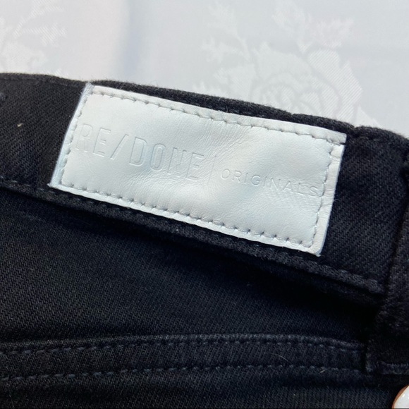 Re/Done Originals high-rise stovepipe jet black raw hem denim jeans size 24 - Picture 9 of 15